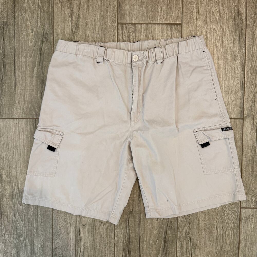 OP Sport Ocean Pacific Cargo Shorts Mens M Beige Ripstop Drawstring Elastic